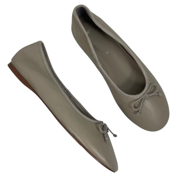 Mango MNG Leather Ballet Flats with Bow Detail Beige Size 38/US 7.5 - Picture 3 of 12